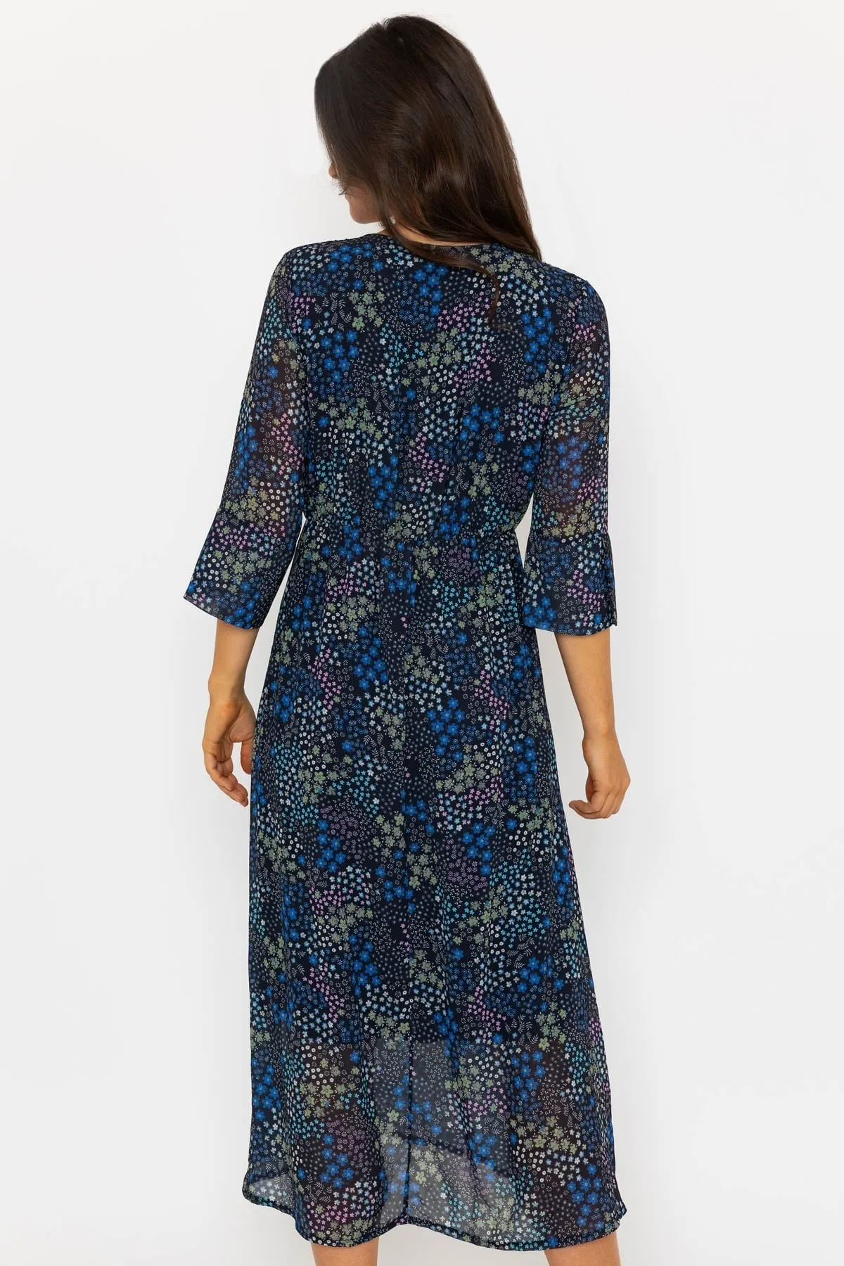 3/4 Sleeve Kerry Midi Dress in Navy Print