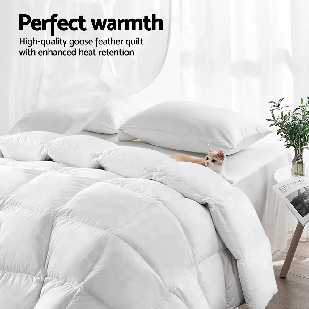 500GSM Goose Down Feather Quilt Queen - Baffle Construction Giselle Bedding
