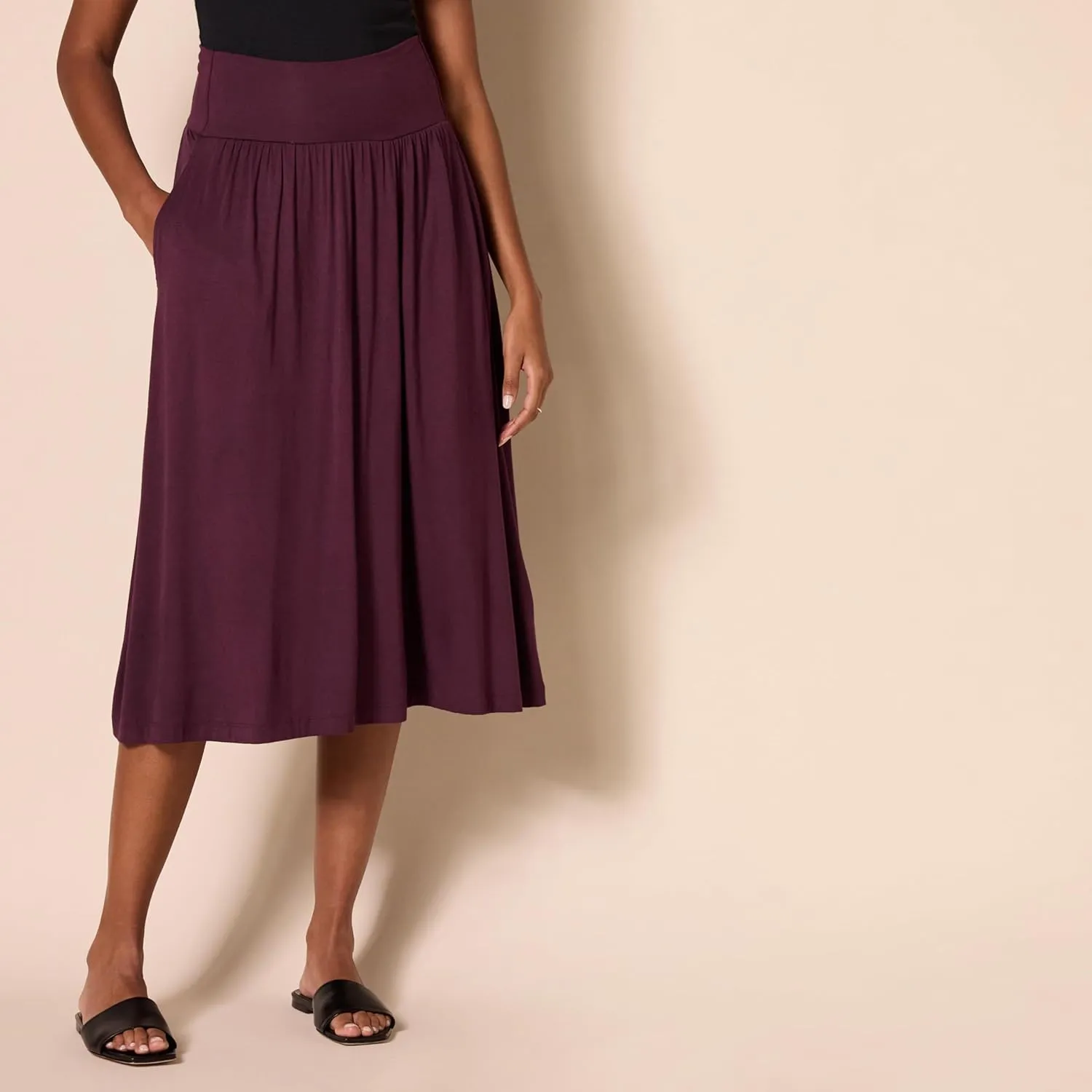 Amazon Essentials Women's Jersey Pull On Midi Length Skirt