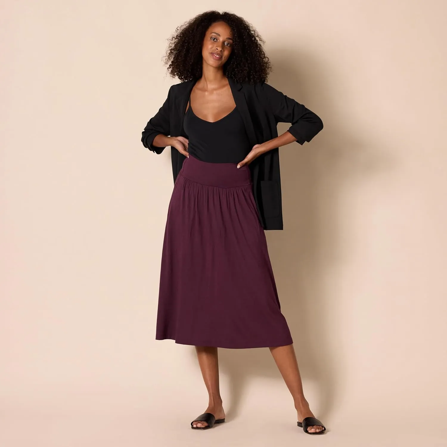 Amazon Essentials Women's Jersey Pull On Midi Length Skirt