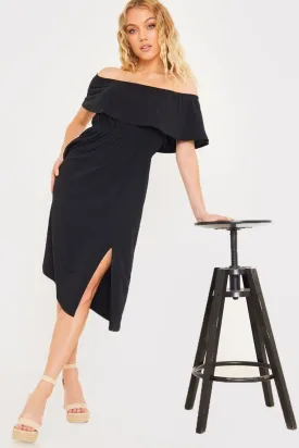 Black Bardot Midi Dress