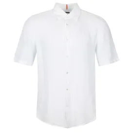 BOSS Rash 2 Short Sleeve Linen Shirt in White