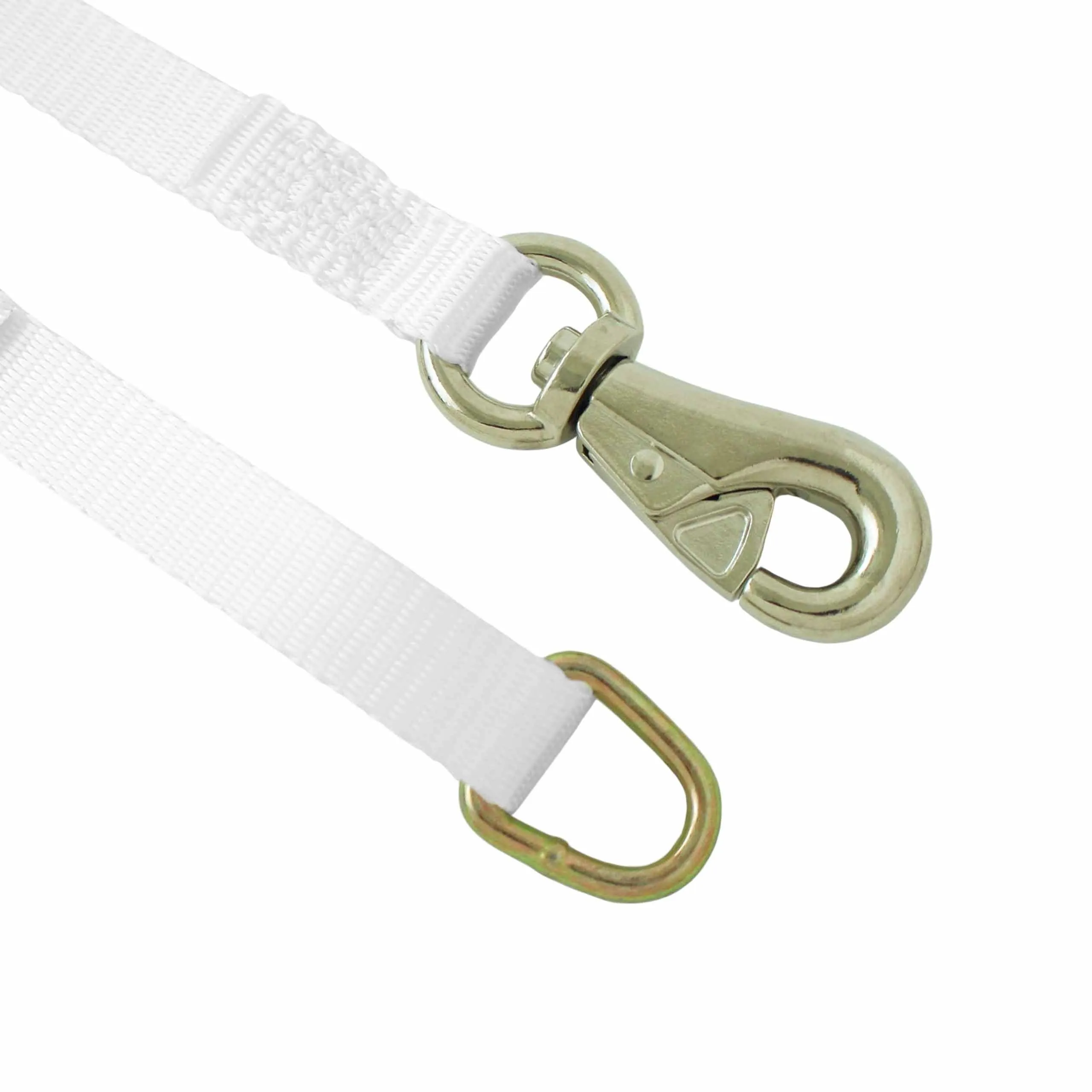 Boxer White Tent Cam Buckle Tie Down with D Ring and Tent Snap Hook (1" x 15')