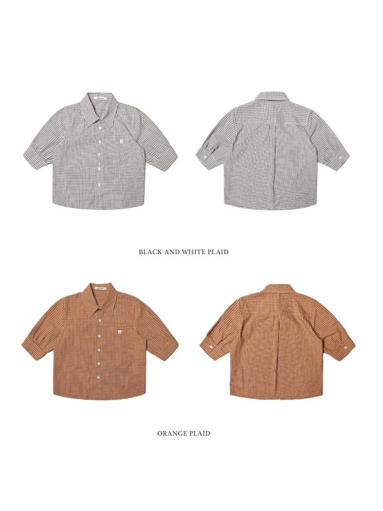 College Style Checkered Short Sleeve Shirt【s0000008581】
