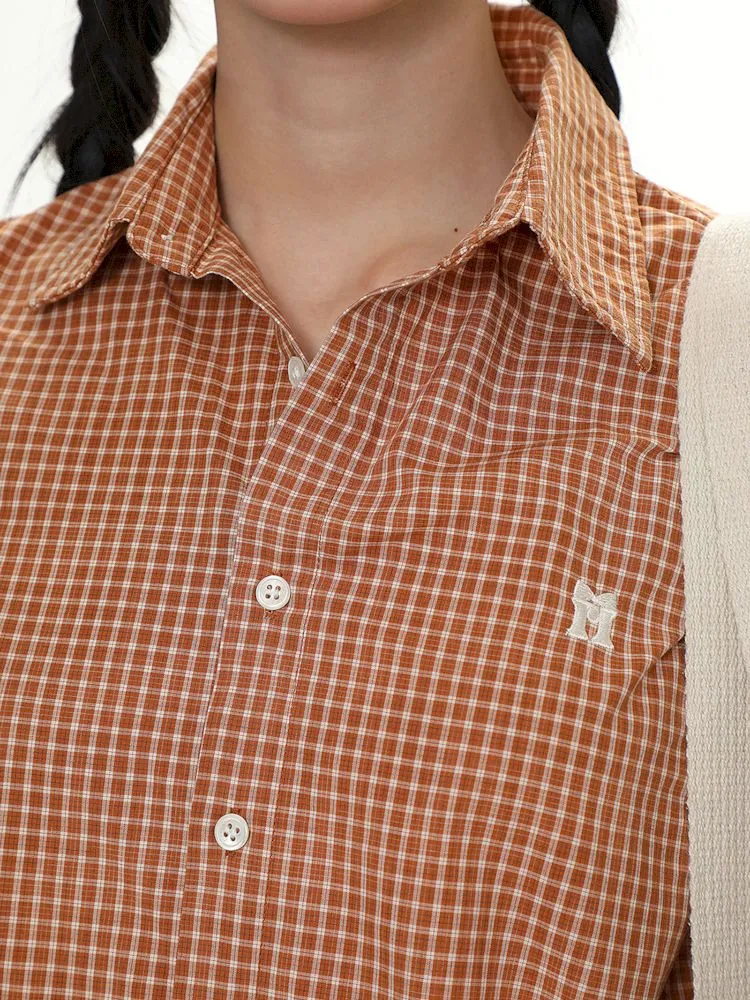 College Style Checkered Short Sleeve Shirt【s0000008581】
