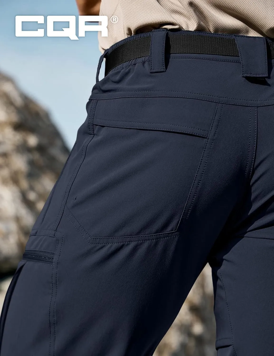 CQR Men's Quick Dry Tactical Pants, Water Resistant Outdoor Pants, Lightweight Stretch Cargo Work Hiking Pants