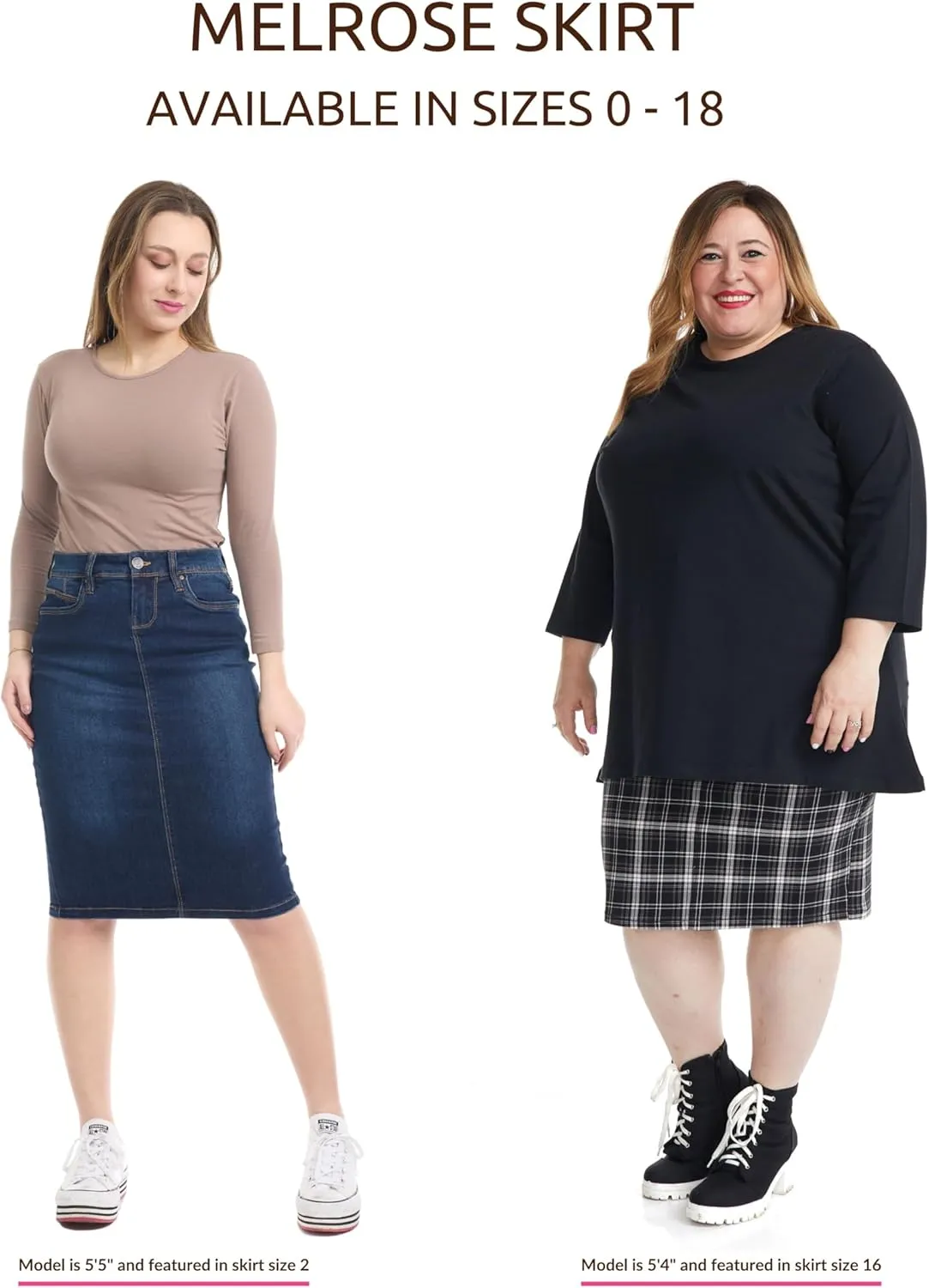 ESTEEZ Repreve Denim Knee-Length Jean Skirt for Women with Pockets - Melrose