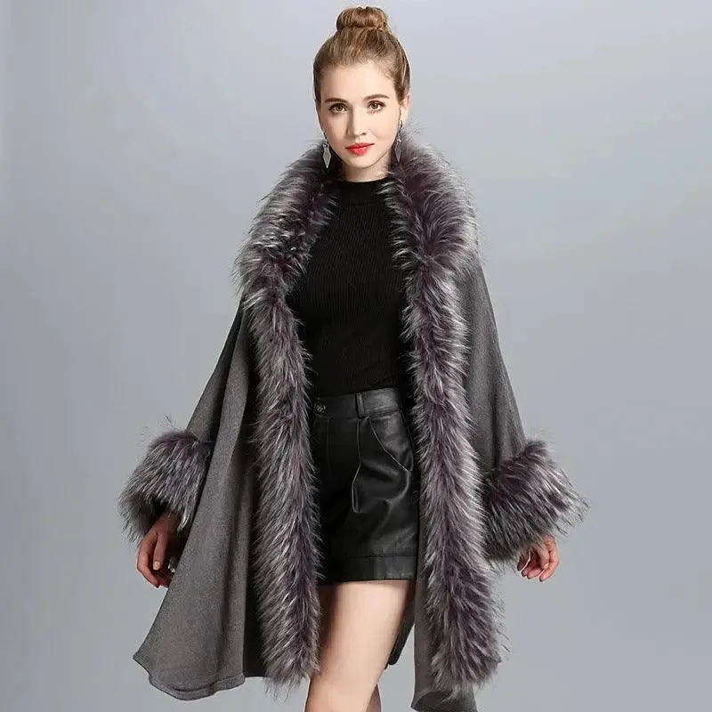 Faux Fur Cape Cape Women's Coat
