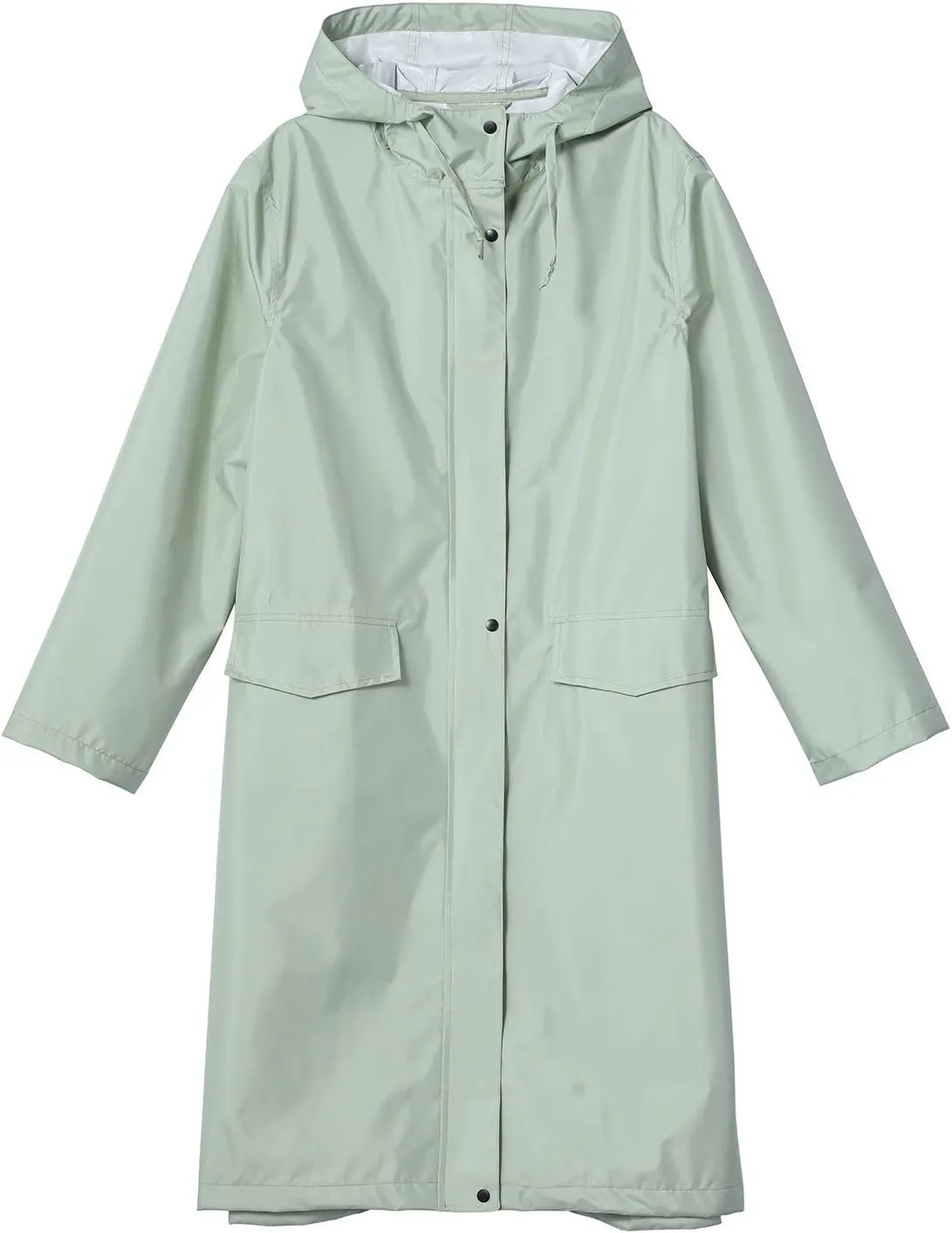 Freesmily Womens Stylish Long Raincoat Rain Jacket with Hood Zipper Button and Pockets Muti Colors Polka Dots