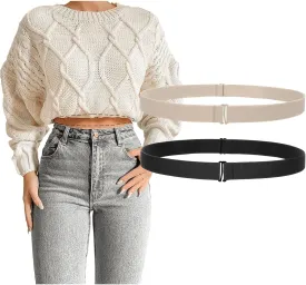 JASGOOD Crop Top Tuck Waist Band Adjustable Band Tucking Sweaters Shirts Elastic Stretch Belts for Women Change Style of Tops