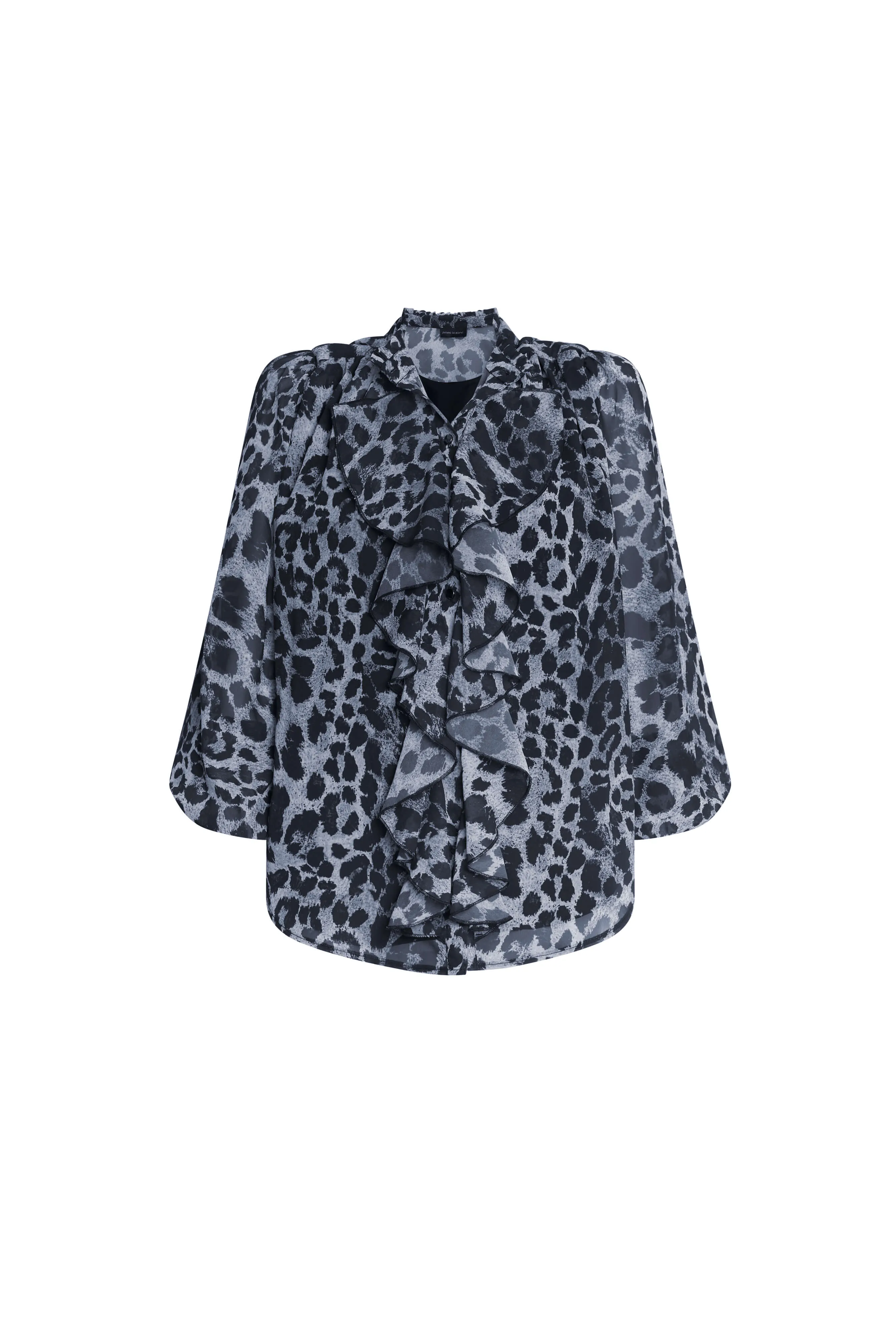 Leopard Print Front Ruffle Shirt