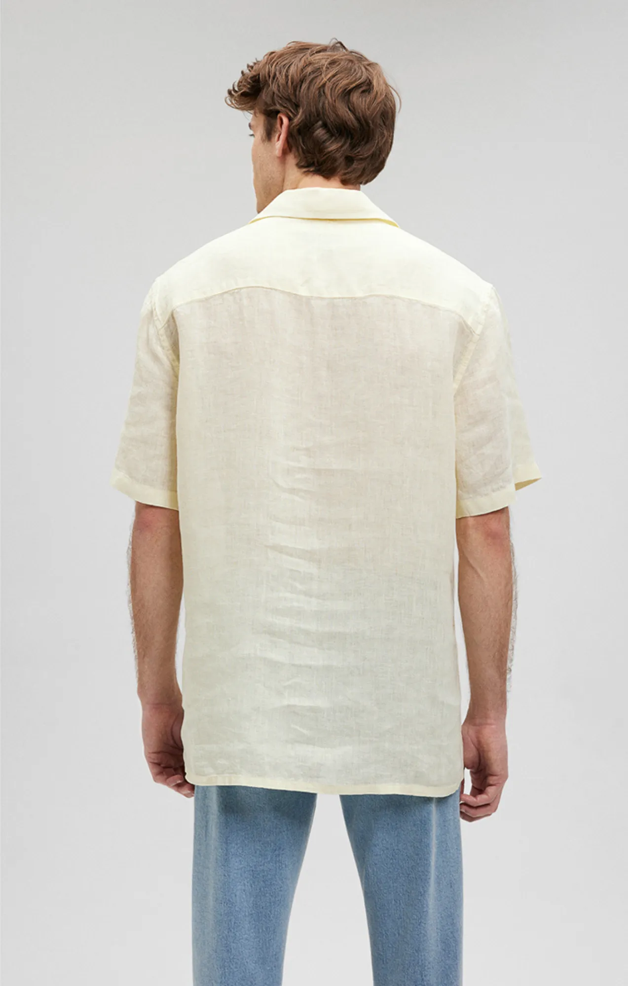 LINEN SHORT SLEEVE SHIRT IN TRANSPARENT YELLOW