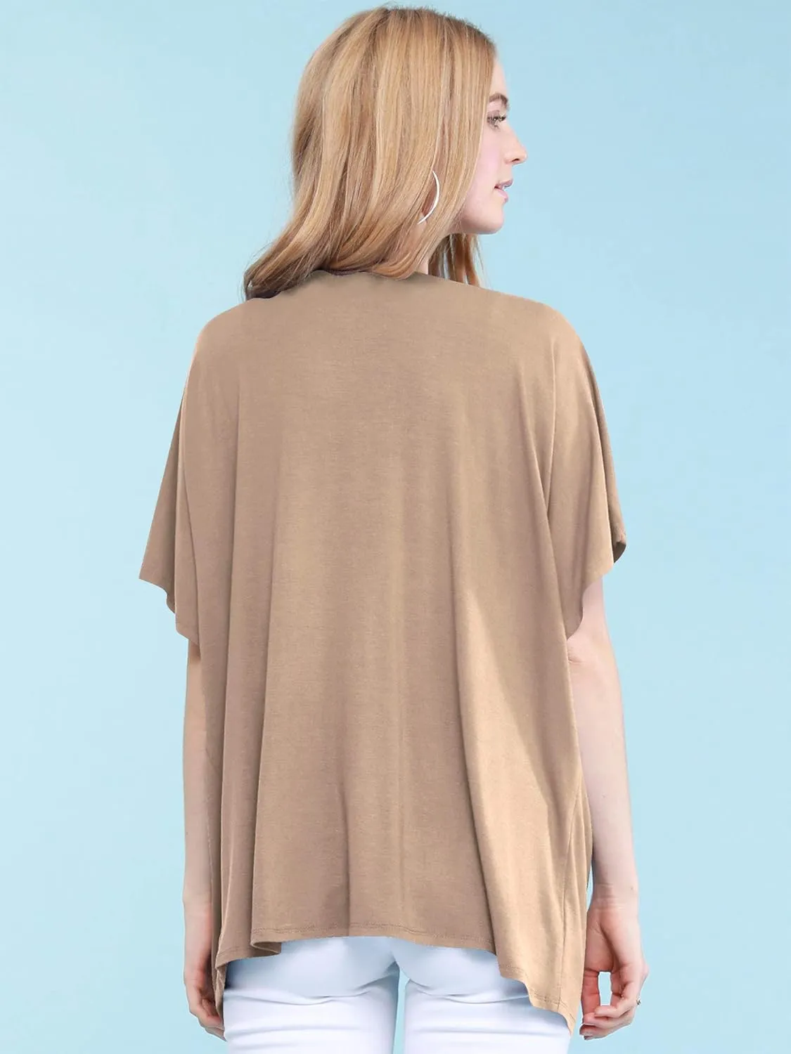 Made By Johnny Women's Kimono Style Short Sleeve Dolman Cardigan - Lightweight Open Front Summer Cover-Up