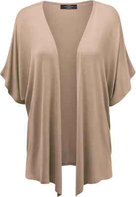 Made By Johnny Women's Kimono Style Short Sleeve Dolman Cardigan - Lightweight Open Front Summer Cover-Up