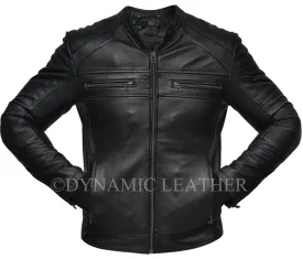 Mens Biker Vintage Motorcycle Distressed Black Cafe Racer Leather Jacket