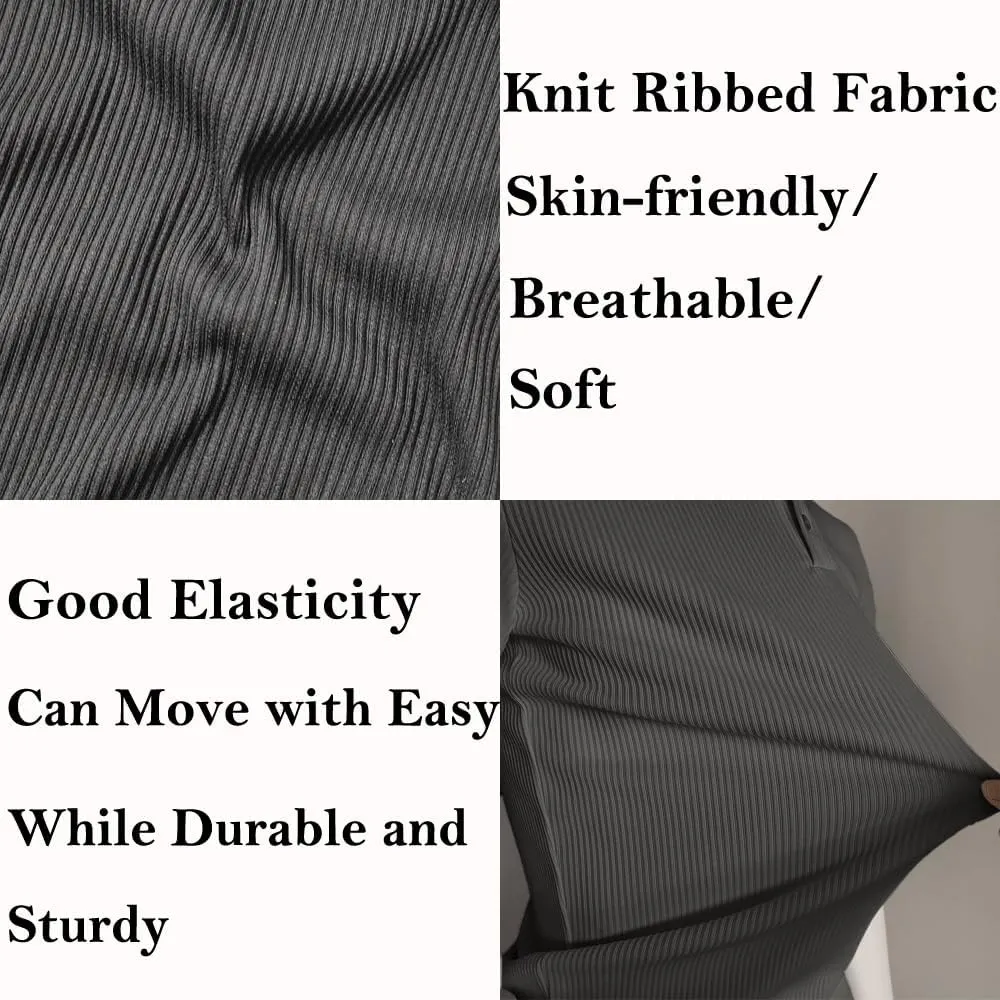 Men's Muscle Slim Fit Polo Shirts Long&Short Sleeve Stretch T-Shirts Casual Stylish Tee for Golf Workout