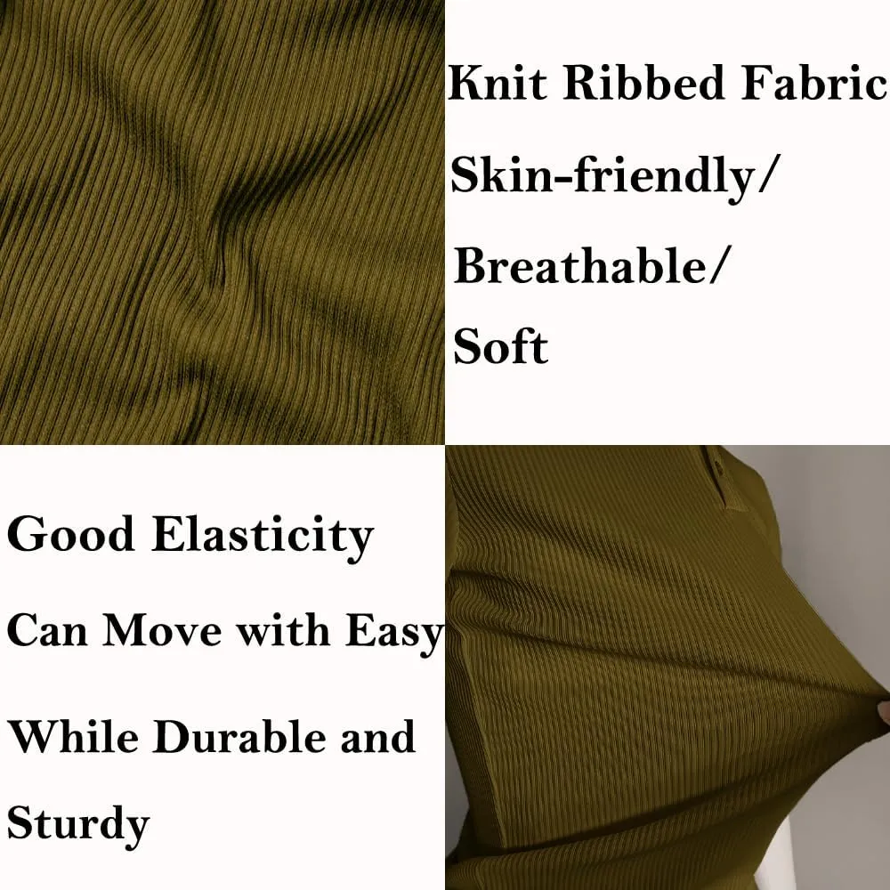 Men's Muscle Slim Fit Polo Shirts Long&Short Sleeve Stretch T-Shirts Casual Stylish Tee for Golf Workout