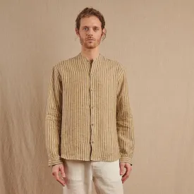 Men's Striped Monty Mandarin in Linen