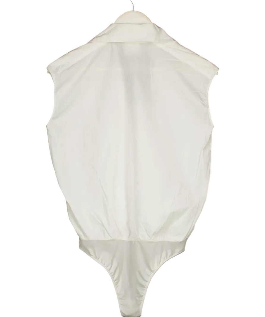Pinko White Collared Shirt Style Bodysuit UK 6