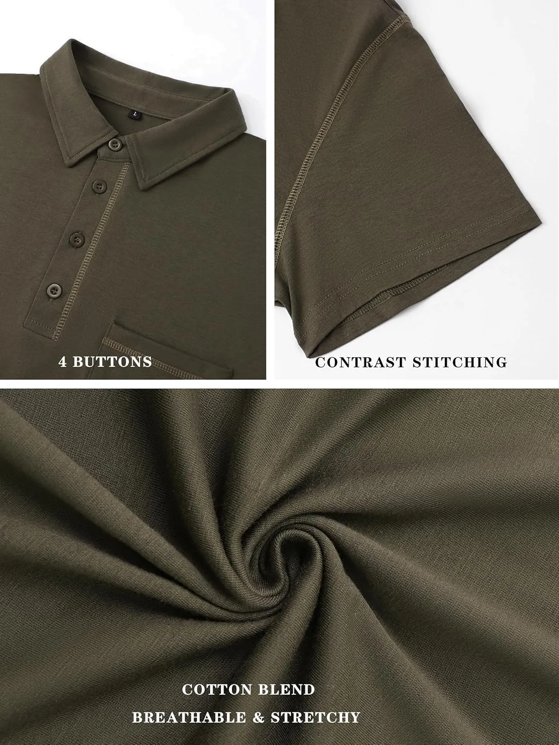 Polo Shirts for Men Basic Short Sleeve Shirt Button Solid Color Casual Tees Golf Stylish Tops