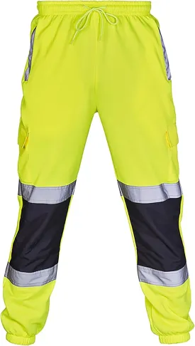 Reflective Safety Pants for Men High Visibility Waterproof Work Safety Cargo Pants Casual Trousers with Pocket