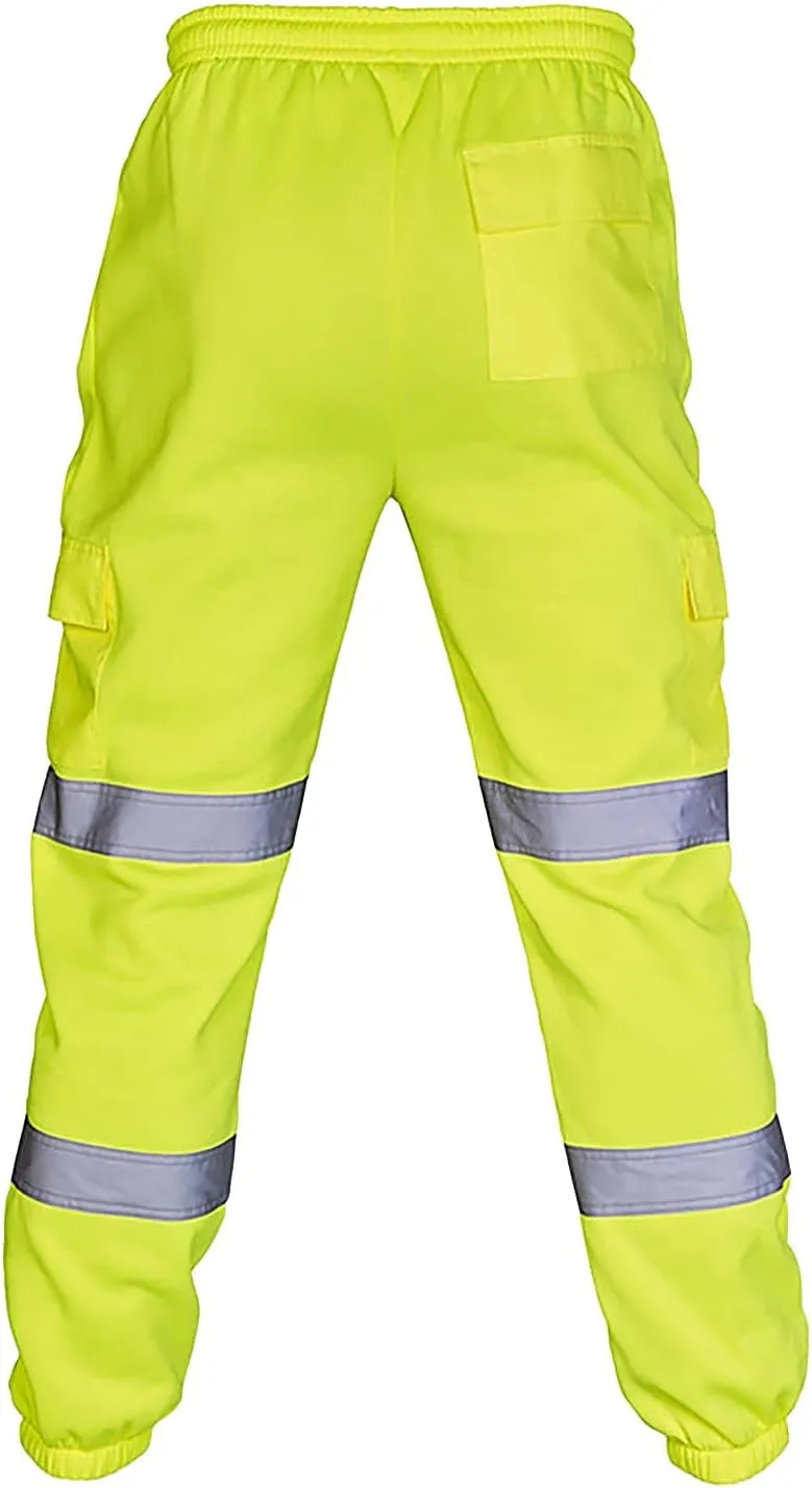 Reflective Safety Pants for Men High Visibility Waterproof Work Safety Cargo Pants Casual Trousers with Pocket