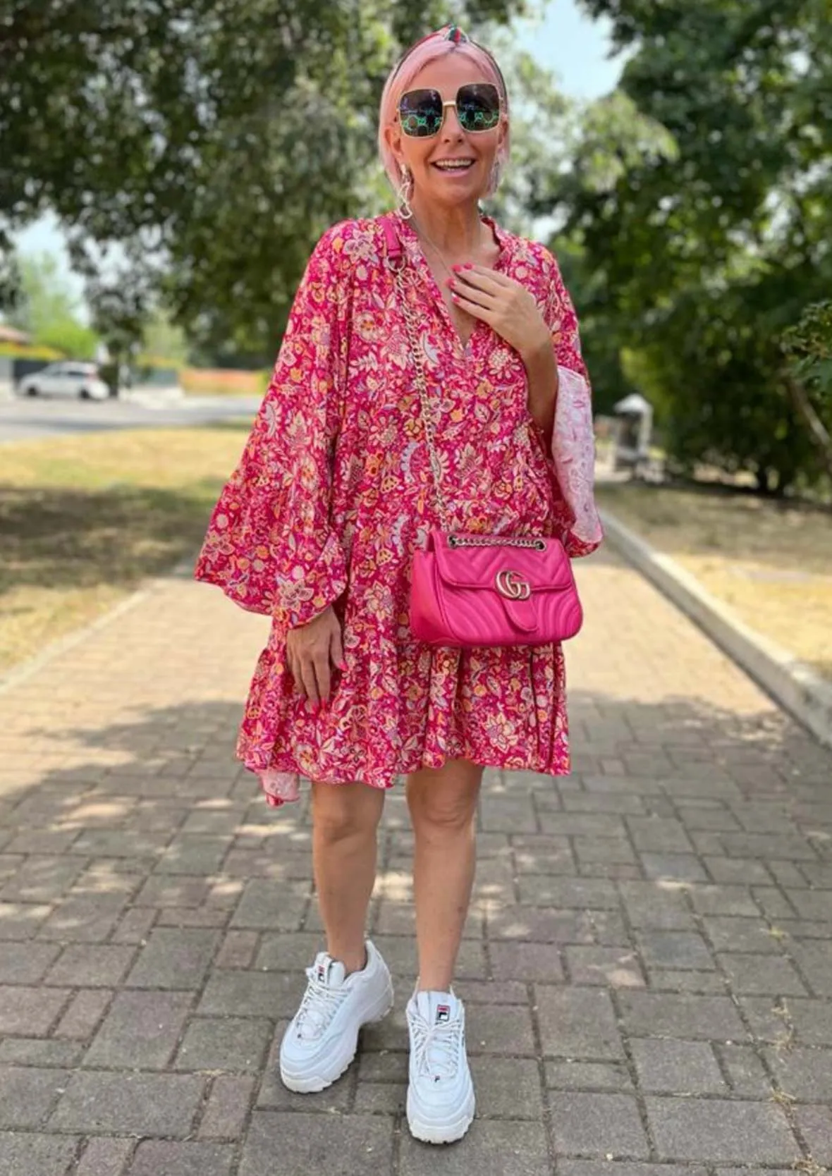 Ruffled Paisley Smock Dress