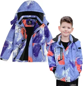 Simplee kids Boy Winter Coat Waterproof Ski Jacket Fleece Hooded Snow Warm Padded Raincoats