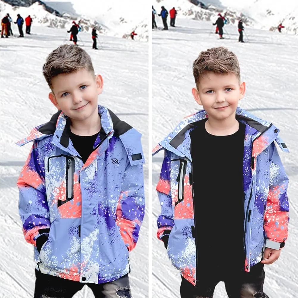 Simplee kids Boy Winter Coat Waterproof Ski Jacket Fleece Hooded Snow Warm Padded Raincoats