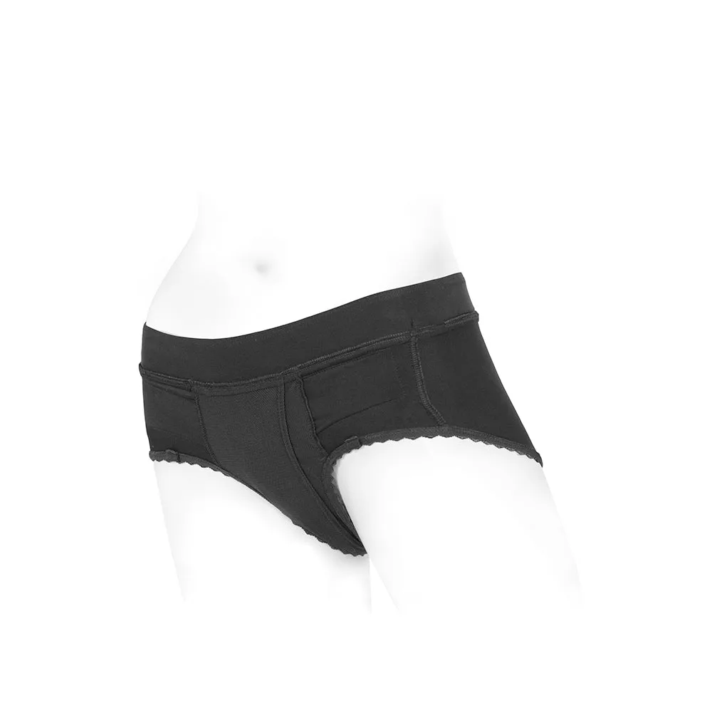 SpareParts Bella Cleavage Booty Short Harness Black Size M