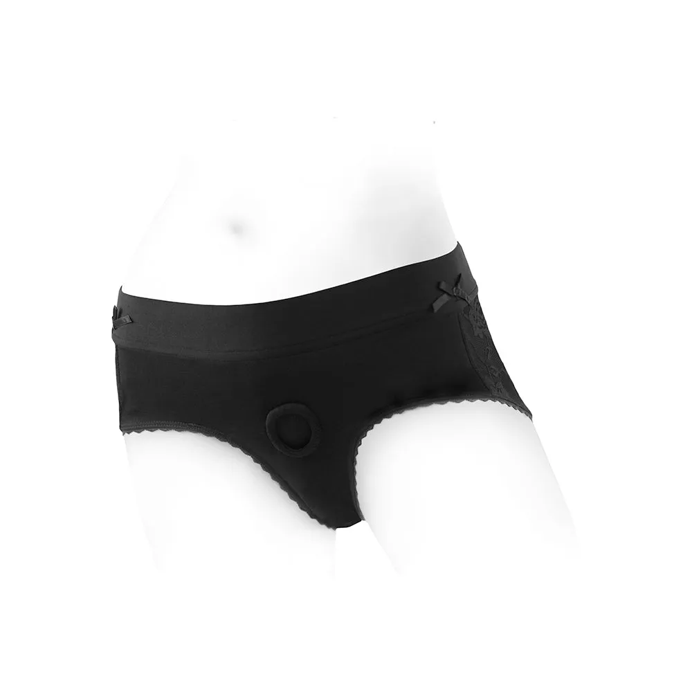 SpareParts Bella Cleavage Booty Short Harness Black Size M