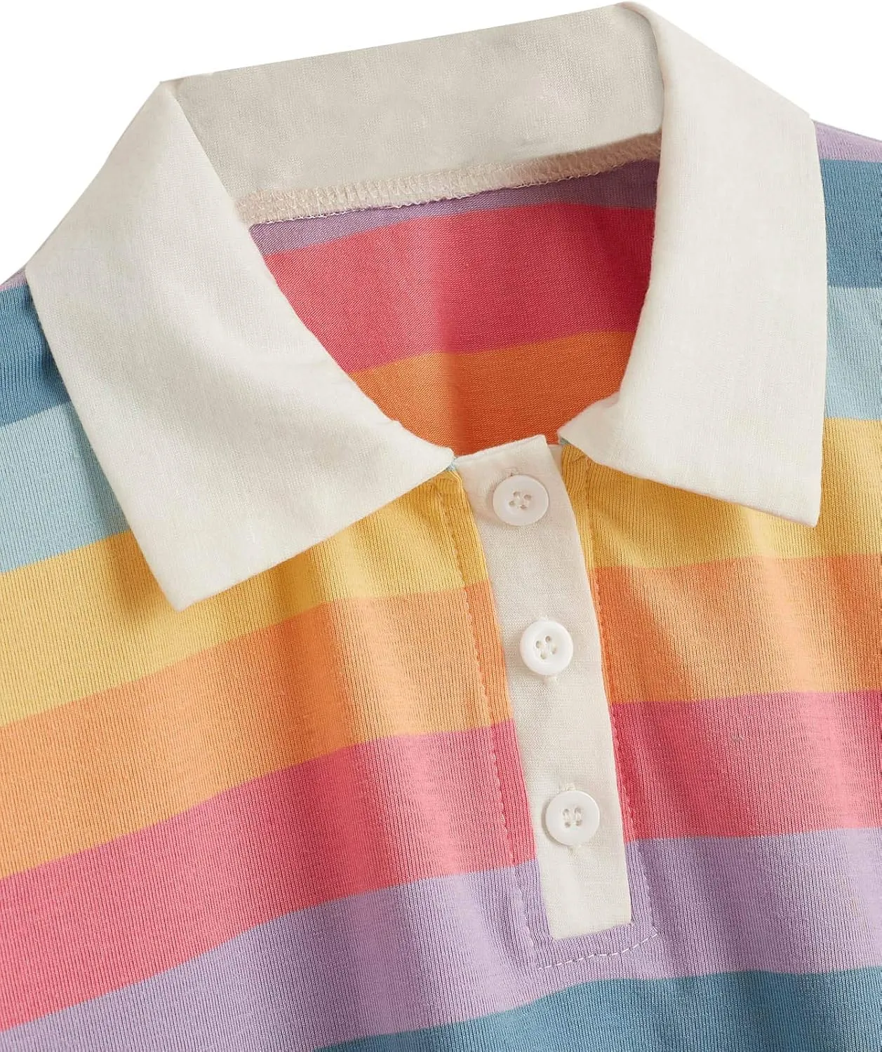 SweatyRocks Women's Collar Half Button Short Sleeve Striped Crop Top T-Shirts