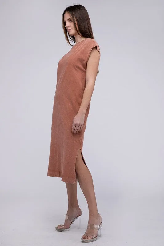 TEEK - Slouch Shoulder Comfy Sleeveless Slit Side Dress