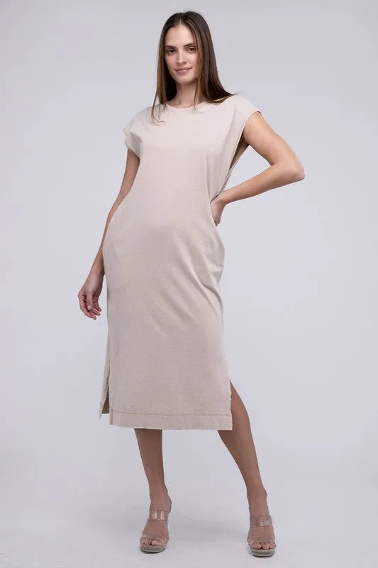 TEEK - Slouch Shoulder Comfy Sleeveless Slit Side Dress