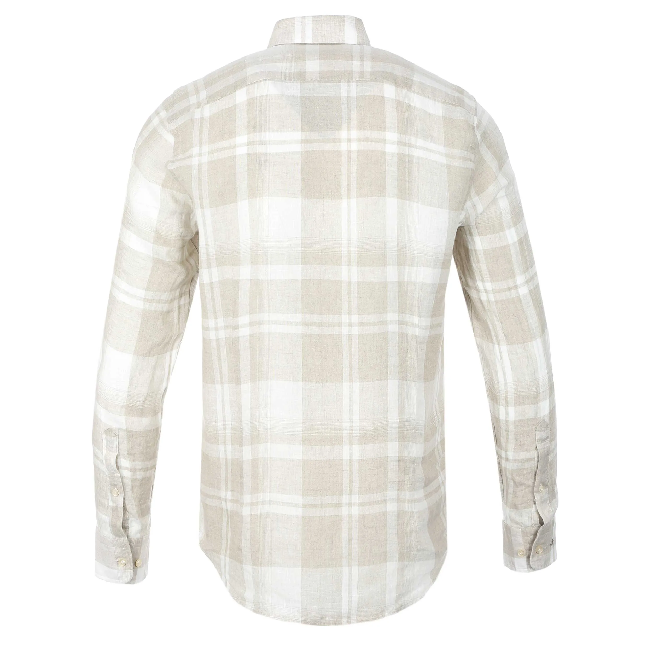 Thomas Maine Linen Check Shirt in Beige
