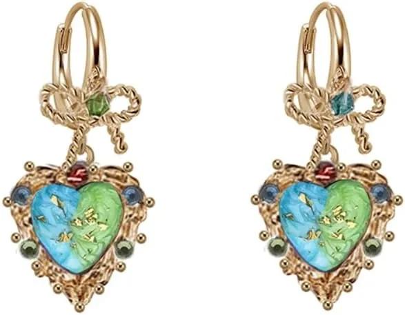 Vintage Sweet Bow Earrings - Geometric Heart-Shaped Dangle Earrings for Women - Stylish Women's Jewelry - M2964