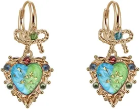 Vintage Sweet Bow Earrings - Geometric Heart-Shaped Dangle Earrings for Women - Stylish Women's Jewelry - M2964