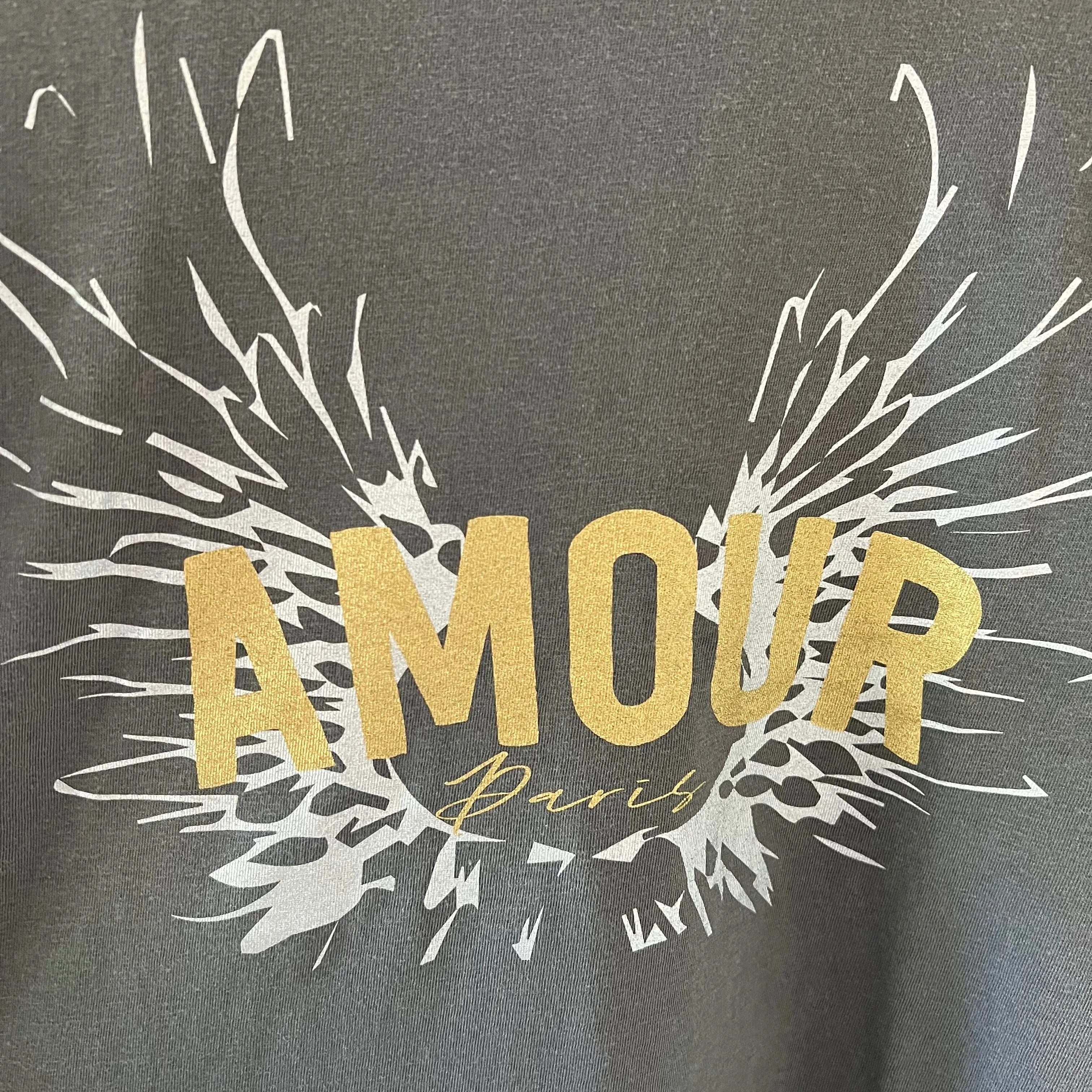 Vintage washed gold & silver AMOUR charcoal tee *boyfriend fit* *new*