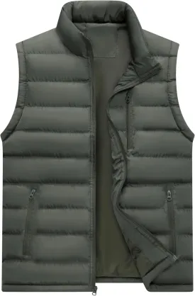 VtuAOL Men's Puffer Vest Outdoor Hooded Padded Vest Softshell Outerwear Vest for Travel Hiking