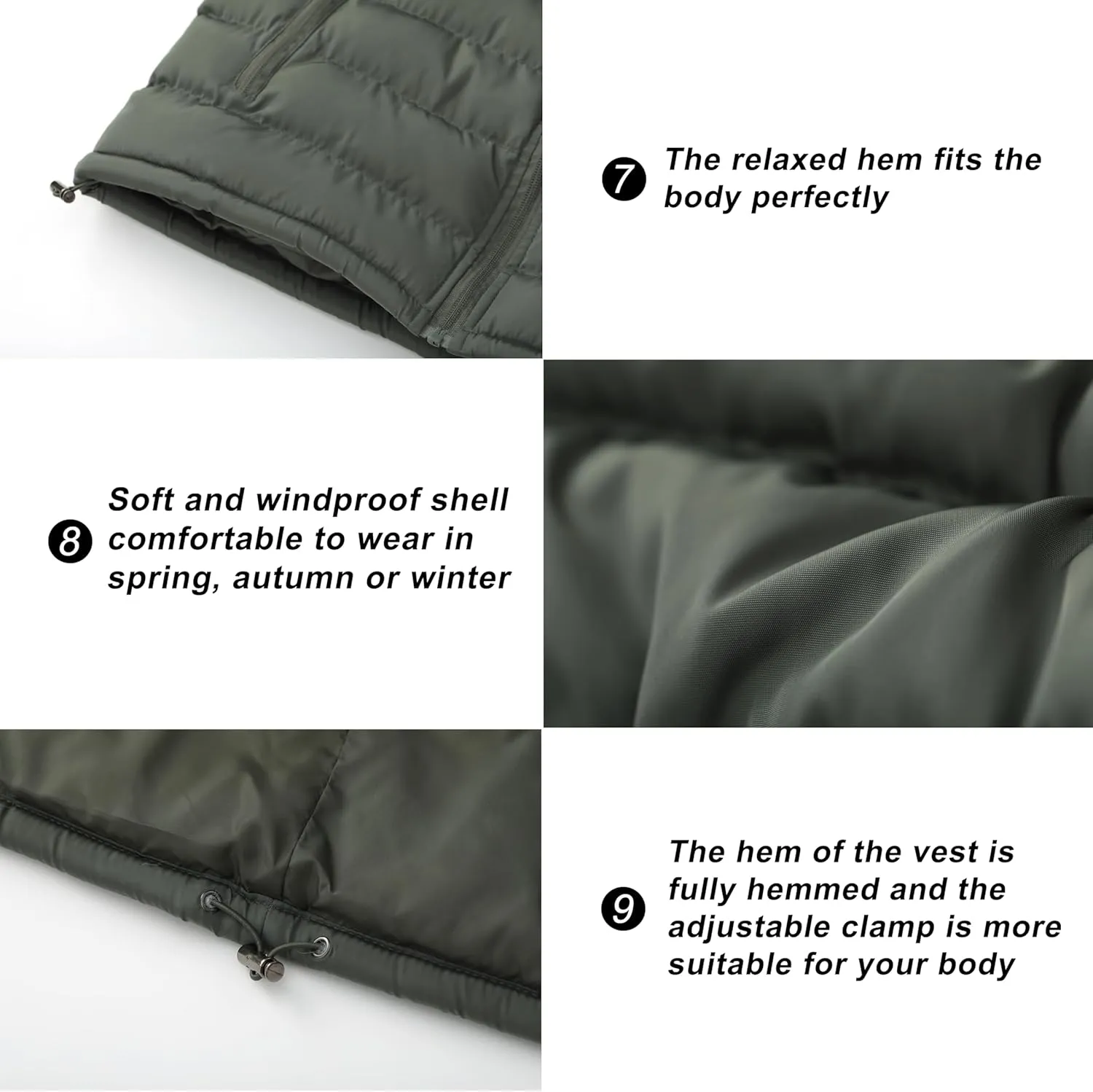 VtuAOL Men's Puffer Vest Outdoor Hooded Padded Vest Softshell Outerwear Vest for Travel Hiking