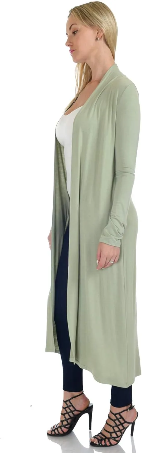 Women's Long Sleeve/Sleeveless Full Length Duster Long Open Cardigan(Sizes: S-5X)