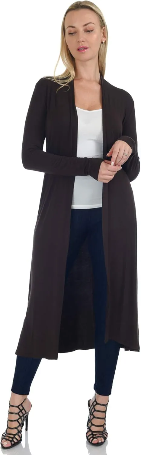 Women's Long Sleeve/Sleeveless Full Length Duster Long Open Cardigan(Sizes: S-5X)