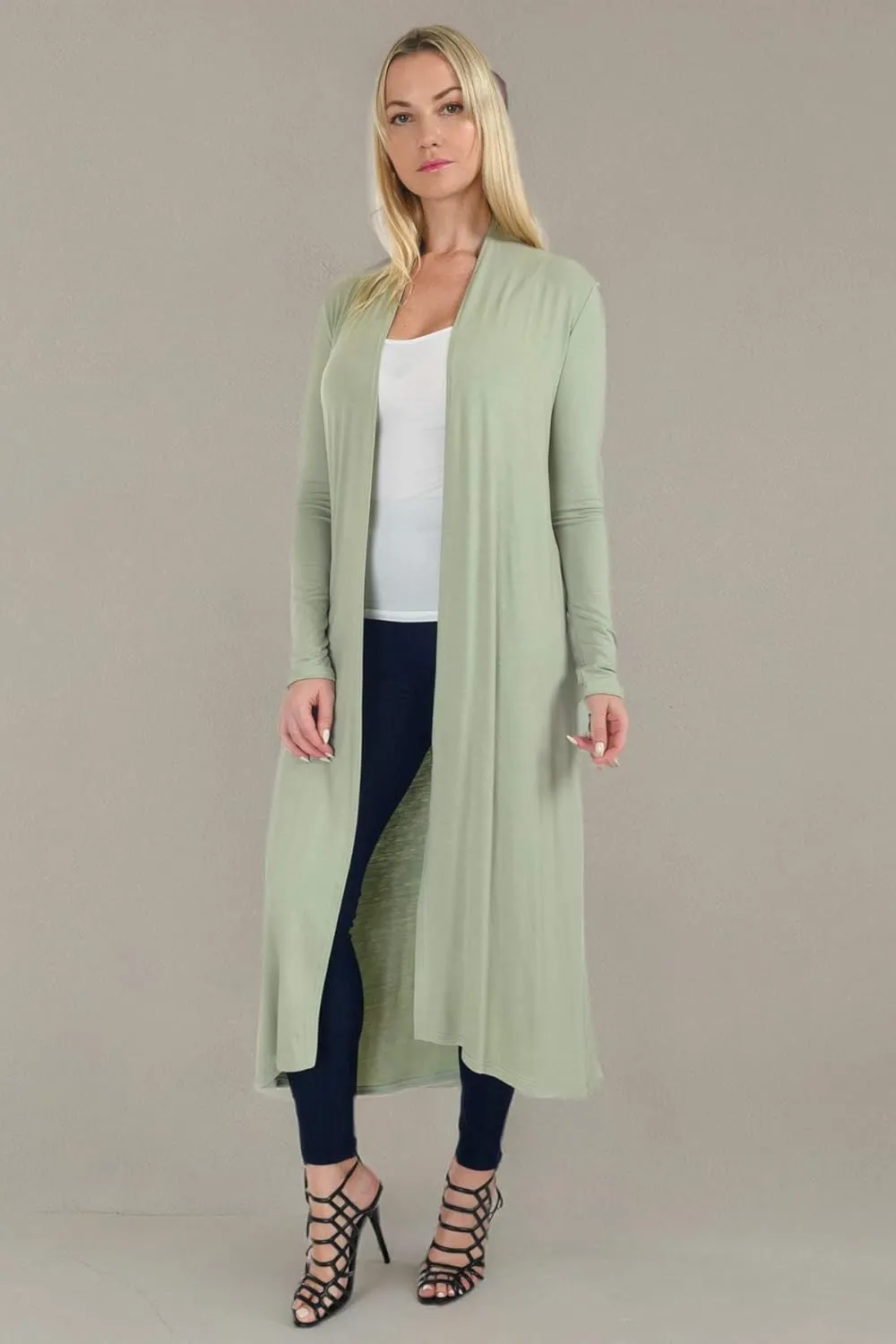 Women's Long Sleeve/Sleeveless Full Length Duster Long Open Cardigan(Sizes: S-5X)