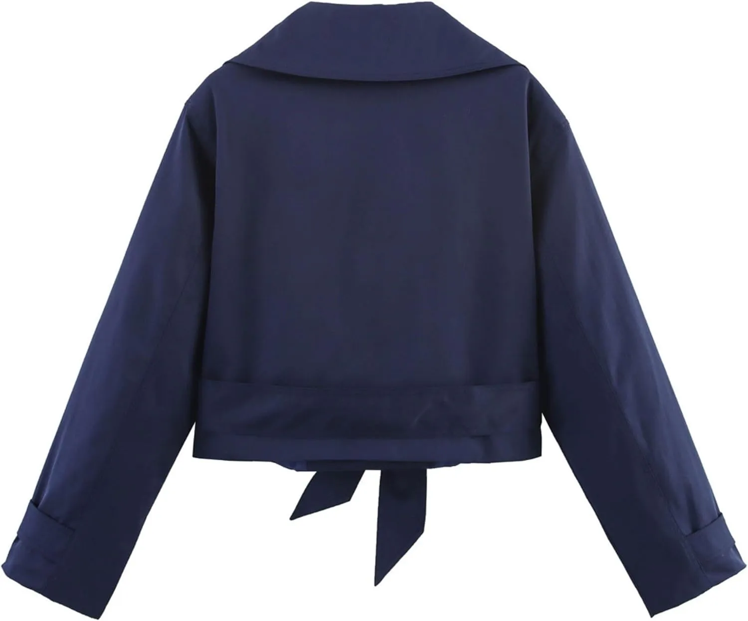 Xunger Women's Stylish Short Trench Coat Bow Belt Casual Long Sleeve Jacket Lightweight Spring Fall Windbreaker with Pockets