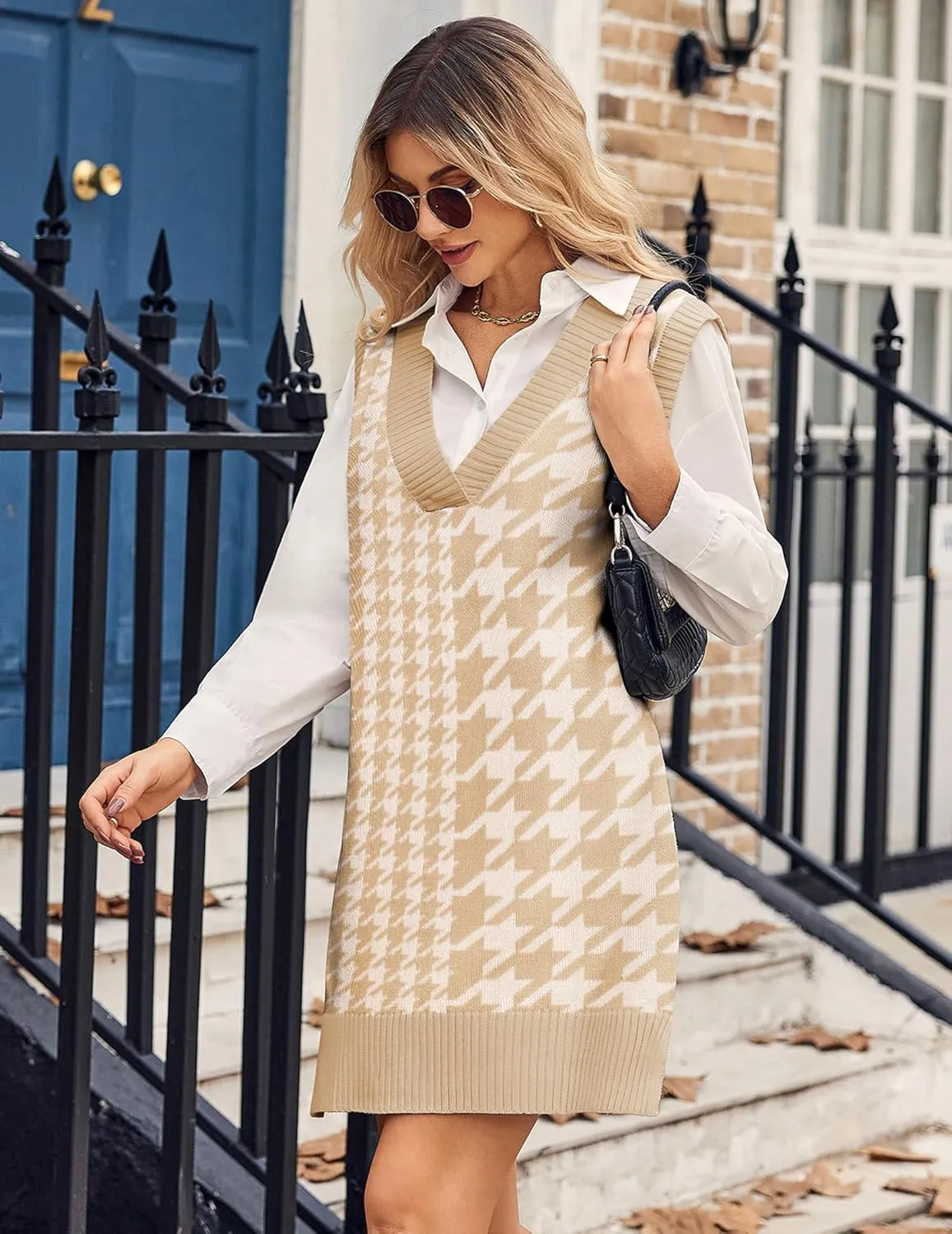 Zeagoo Women's Oversized Fall Sweater Vest Dress Winter Casual V Neck Sleeveless Loose Knit Pullover Sweater 2025